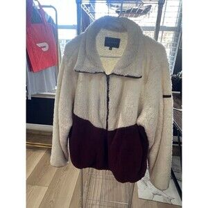 Lucky Brand Fleece Jacket Maroon/ Ivory Size XL TG